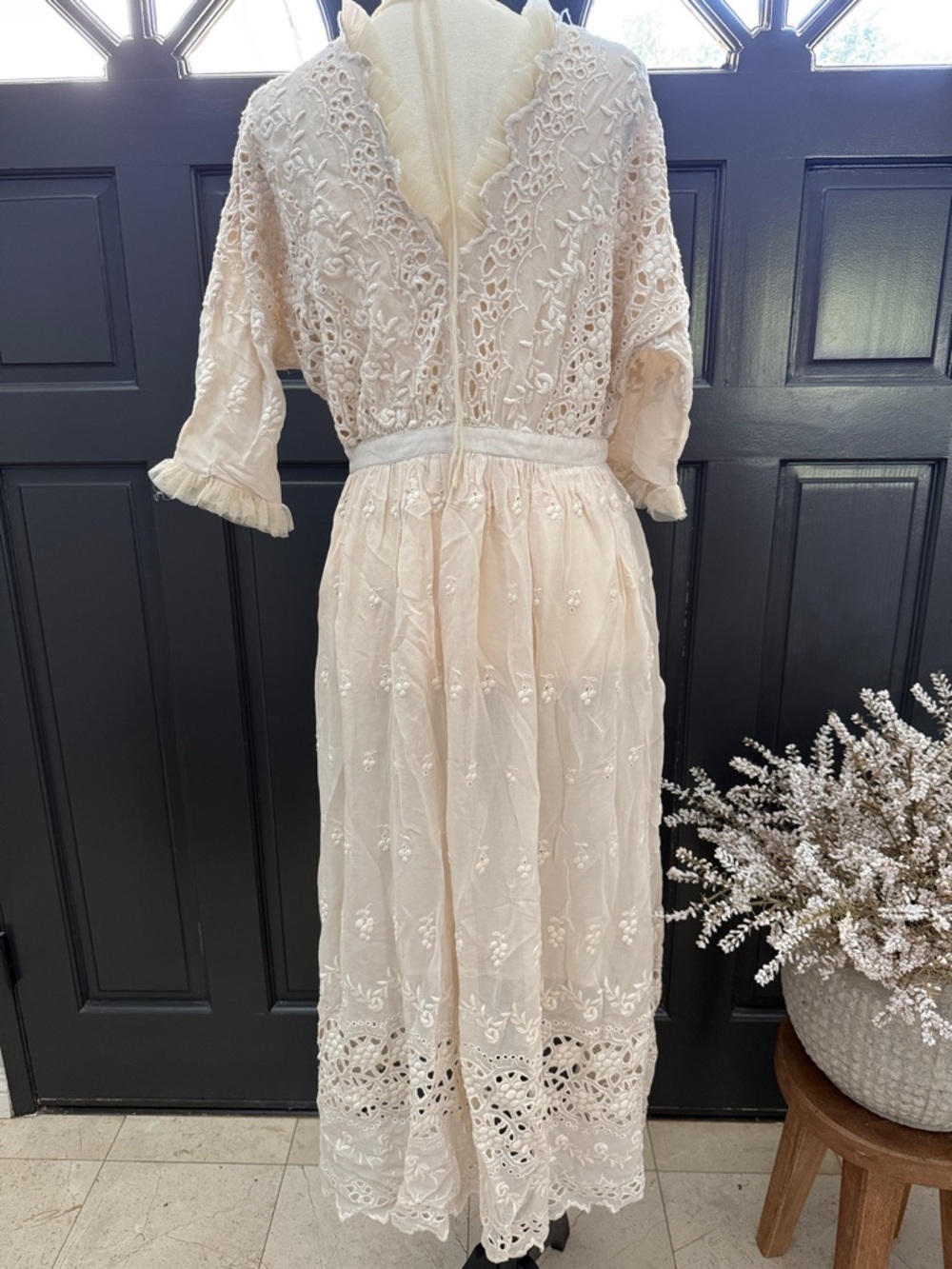 LoveShackFancy Soft Ivory Lace Maxi Dress - Picture 5 of 7
